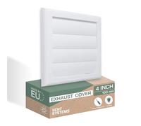 Vent Systems Ø4" Inch (7.5" x 7.5") Exhaust Vent Cover - White - Dryer Vent Hood - Louvered Dryer Duct Vent Cover - Vent Hood Cap - One-Directional Plastic Air Supply Grille