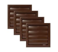 Vent Systems Ø4" Inch - 7.5'' x 7.5" Inch Pack of 4 Exhaust Vent Cover - Brown - Dryer Vent Hood - Louvered Dryer Duct Vent Cover - Vent Hood Cap - One-Directional Plastic Air Supply Grille