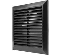 Vent Systems Ø6" Duct - 8" x 8" Inch Black Air Vent Cover - Bathroom Exhaust Vent Pipe - Louvered Outdoor Dryer Vent Cover - Black Ø150 mm (200 x 200 mm)