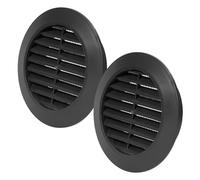 Vent Systems 70 mm / 3" Inch Black Plastic Door Vent Cover - 2 Pack - Easy-to-Install Round Airflow Grille for Interior Use - Durable Louvered Ventilation Grill for Kitchen, Bathroom, Garage Doors
