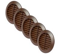 Vent Systems 80 mm / 3.15'' Inch - Brown Pack of 5 Air Vent Cover - Round Air Vents - Ventilation Grille - Integrated Insect Screen - HVAC Vents for Bathroom, Home Office, Kitchen