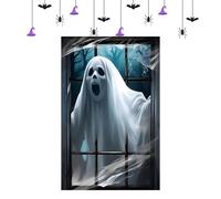 Ventana De Halloween - Cubierta De Ventana De Miedo | Coster De Puerta De Vacaciones Balcón Balcón | Decoraciones De La Casa Embrujada | Silueta De Vidrio Adhesivo | Festival De Porche Festival Home W