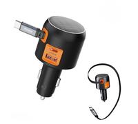 Ventaron 60W Retractable Car Charger - 3 in 1 USB C Car Phone Charger Fast Charging with Built-in Type C Cable, Cigarette Lighter Adapter Compatible with iPhone 16 15 Pro Max, Galaxy S25,iPad(Orange)