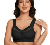 VENTDOUCE Correcting Bra | Back Bra for Women Girls | Women's Bras Wireless -Up Comfort Crossover Bra, Stylish and Comfortable Sports Bras Women Black