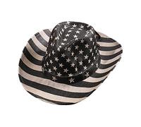 VENTDOUCE Flag Hat - Classic Flag Cowboy Hats - Independence Day Sun Hat Cowboy Hat, Adjustable Straw Hat for Men and Women