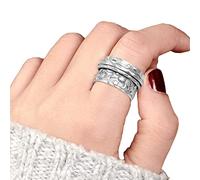 VENTDOUCE Stainless Steel Spinner s,Moon and Rotating Fidget Stress - Stainless Steel Rotating Engagement Wedding Band
