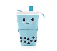 VENTDOUCE Stand Up Pencil Case - Bubble Milk Tea Canvas Pencil Cases Japanese Style Pencil Bag Large Box Storage Box Organizer Standing Stationery Cases for Boys Girls Teens Students