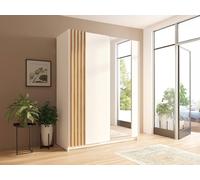 Vente-unique 2-Door Sliding Wardrobe - With Mirror - W150 Cm - White & Natural Vente-unique White
