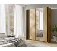 Vente-unique 2-Door Sliding Wardrobe - With Mirror - W59 In - Colours: Natural and in Light Oak Vente-unique Light Oak