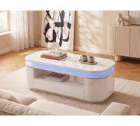 Vente-unique 4 - Door, 1 - Drawer Coffee Table With Leds In MDF - White Lacquer Vente-unique White