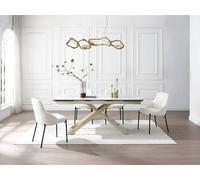 Vente-unique 6 - 10 Seater Extendable Dining Table In Ceramic, Tempered Glass, and in White Vente-unique White