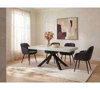 Vente-unique 6 - 10 Seater Extendable Dining Table In MDF & Metal - Black and in White Vente-unique White