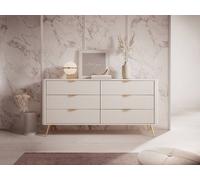 Vente-unique 6 - Drawer Chest - Beige & Gold - ELONARIA By Pascal Morabito Vente-unique Beige
