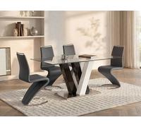 Vente-unique 6-Seat Dining Table - MDF & Tempered Glass - Black & White - WINCH Vente-unique Black