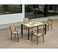 Vente-unique Aluminium Garden Dining Set: A W.L.150 Cm Table & 4 Stackable in Grey Vente-unique Grey