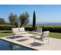 Vente-unique Aluminium Garden Furniture Set: 2-Seater Sofa, 2 Armchairs & A in White Vente-unique White