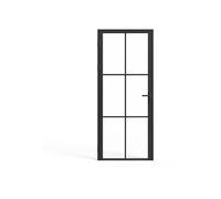 Vente-unique Aluminium & Tempered Glass Reversible Door Unit - H204 X W73 Cm in Black Vente-unique Black