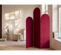 Vente-unique Asymmetric 3-Panel Velvet Room Divider - W. 47 X H. 180 Cm - Red in Burgundy Vente-unique Burgundy