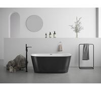 Vente-unique Back-To-Wall Bathtub - 130 X 71.5 X 58 Cm - Acrylic - Gloss Black Vente-unique Black 130 X 71.5 X 58 Cm