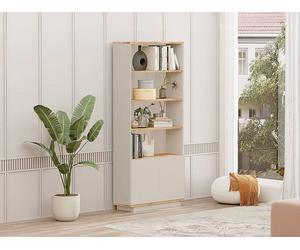 Vente-unique Bookcase With 2 Doors & 4 Shelves - Beige & Natural - LOTULA Vente-unique Beige
