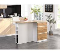 Vente-unique Central Kitchen Island With 6 Drawers & 4 Recesses - Light Natural in Light Oak Vente-unique Light Oak