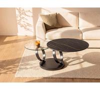 Vente-unique Coffee Table With Swivelling Trays - Ceramic & Tempered Glass - Black in Clear Vente-unique Clear