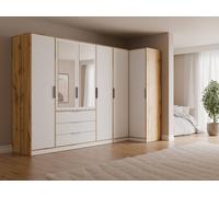 Vente-unique Corner Wardrobe With 6 Doors & 3 Drawers - With Mirrors - W302/311 in Light Oak Vente-unique Light Oak
