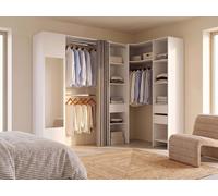 Vente-unique Corner Wardrobe With Curtain, 1 Door & Mirror - L 231 Cm - White and Vente-unique White