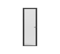 Vente-unique Door Set - Reversible - Aluminium & Frosted Safety Glass - 204 x 83 cm - Black - Loxton