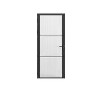 Vente-unique Door Set - Reversible - Aluminium & Glass Textured - 204 x 93 cm - Black - Maseru