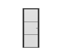 Vente-unique Door Set - Reversible - Aluminium & Safety Glass Matt - 204 x 93 cm - Black - Maseru