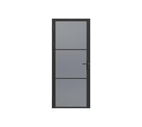 Vente-unique Door Set - Reversible - Aluminium & Smoked Glass - 204 x 83 cm - Black - Maseru