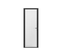 Vente-unique Door Set - Reversible - Aluminium & Textured Safety Glass - 204 x 83 cm - Black - LOXTON