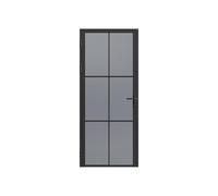 Vente-unique Door Set - Reversible - Aluminium & Tinted Safety Glass - 204 x 83 cm - Black - SEROTO