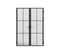 Vente-unique Door Set - Two Wings - Aluminium & Glass Matt - 2 x 204 x 93 cm - Black - SEROTO