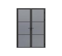 Vente-unique Door Set - Two Wings - Reversible - Aluminium & Flue Gas - 2 x 204 x 83 cm - Black - Maseru
