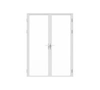Vente-unique Door Set - Two Wings - Reversible - Aluminium & Safety Glass - 2 x 204 x 73 cm - White - Loxton