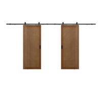 Vente-unique Double Sliding Door In Surface Mount MDF & Dark Natural Wood - 2 X in Walnut Vente-unique Walnut