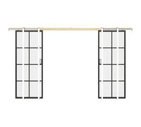 Vente-unique - Double Sliding Door with Galandage System - Aluminium and Frosted Safety Glass - 2 x 205 cm x 63 cm - WILDEN II