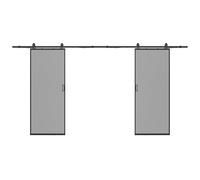 Vente-unique - Double Sliding Door with Mounting System - Aluminium and Tempered Glass in Smoke Grey - 2 x 205 x 93 cm - Linci II