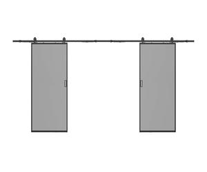 Vente-unique - Double Sliding Door with Mounting System - Aluminium and Tempered Glass in Smoke Grey - 2 x 205 x 93 cm - Linci II