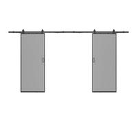 Vente-unique Double Sliding Door With Pocket Door System - Aluminium & Smoked in Black Vente-unique Black
