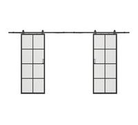 Vente-unique - Double sliding door with rail - aluminium and safety glass - 2 x 205 x 73 cm - WILDEN II