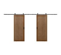 Vente-unique - Double Sliding Door with Rail - MDF & Wood - Dark Wood - 2 x 205 x 83 cm - Sandora