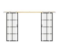 Vente-unique Double Sliding Door With Sliding System In Aluminum & Tempered Glass in Black Vente-unique Black
