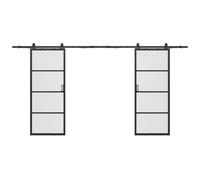 Vente-unique Double Sliding Door With Surface Mounted System - Aluminium and in Black Vente-unique Black