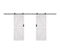 Vente-unique Double Sliding Door With Surface-Mounted System - Wood & MDF - White Vente-unique White