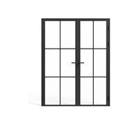 Vente-unique Double Swing Door With Aluminum & Tempered Glass - 2 X H204 X W93 Cm in Black Vente-unique Black