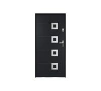 Vente-unique - Entrance door in solid steel and stainless steel H207 x W100 cm anthracite - left-hand door swing - TIFANA