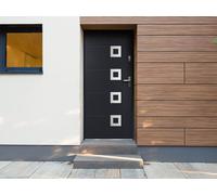 Vente-unique Entrance Door In Solid Steel & Stainless Steel H207 X W100 Cm in Dark Grey Vente-unique Dark Grey